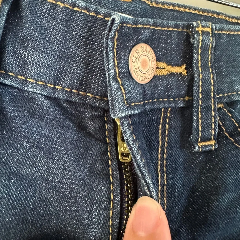 Old Navy Girl's Dark Wash Adjustable Waist Cuffed Jean Shorts SZ 8‎